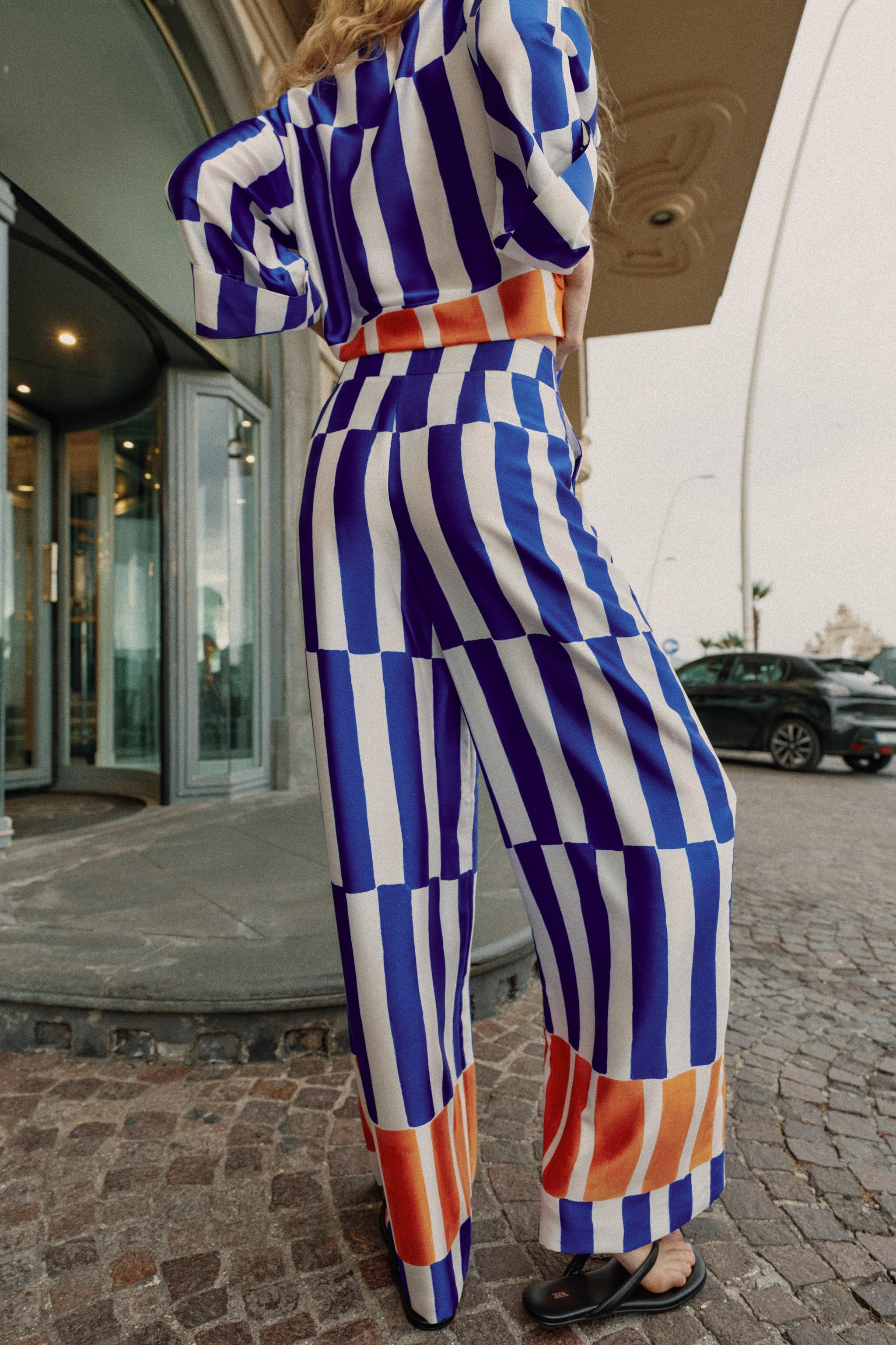 STRIPED WIDE LEG PANTS